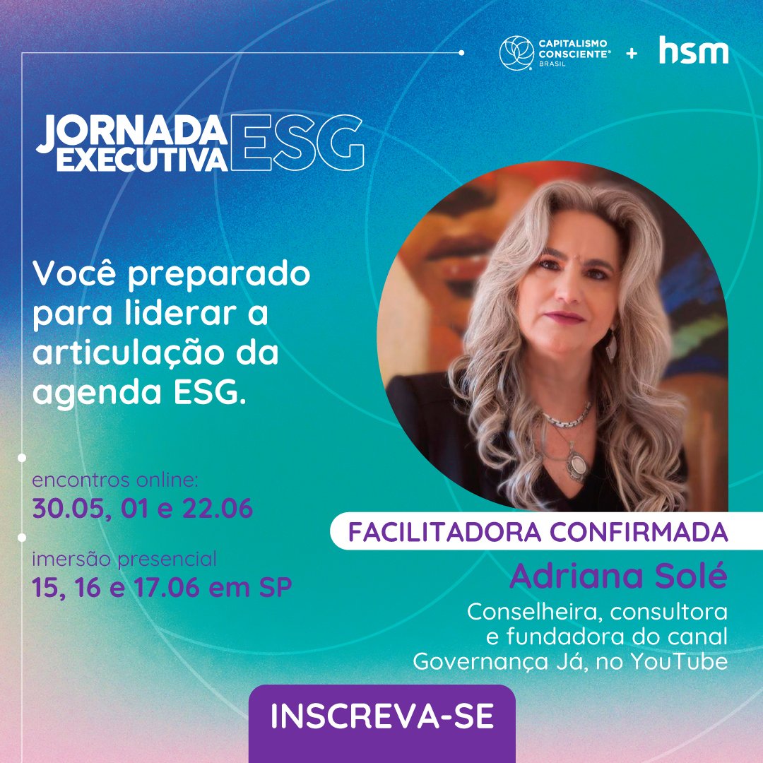 Serei facilitadora na 5ª turma do Jornada Executiva ESG: participe!