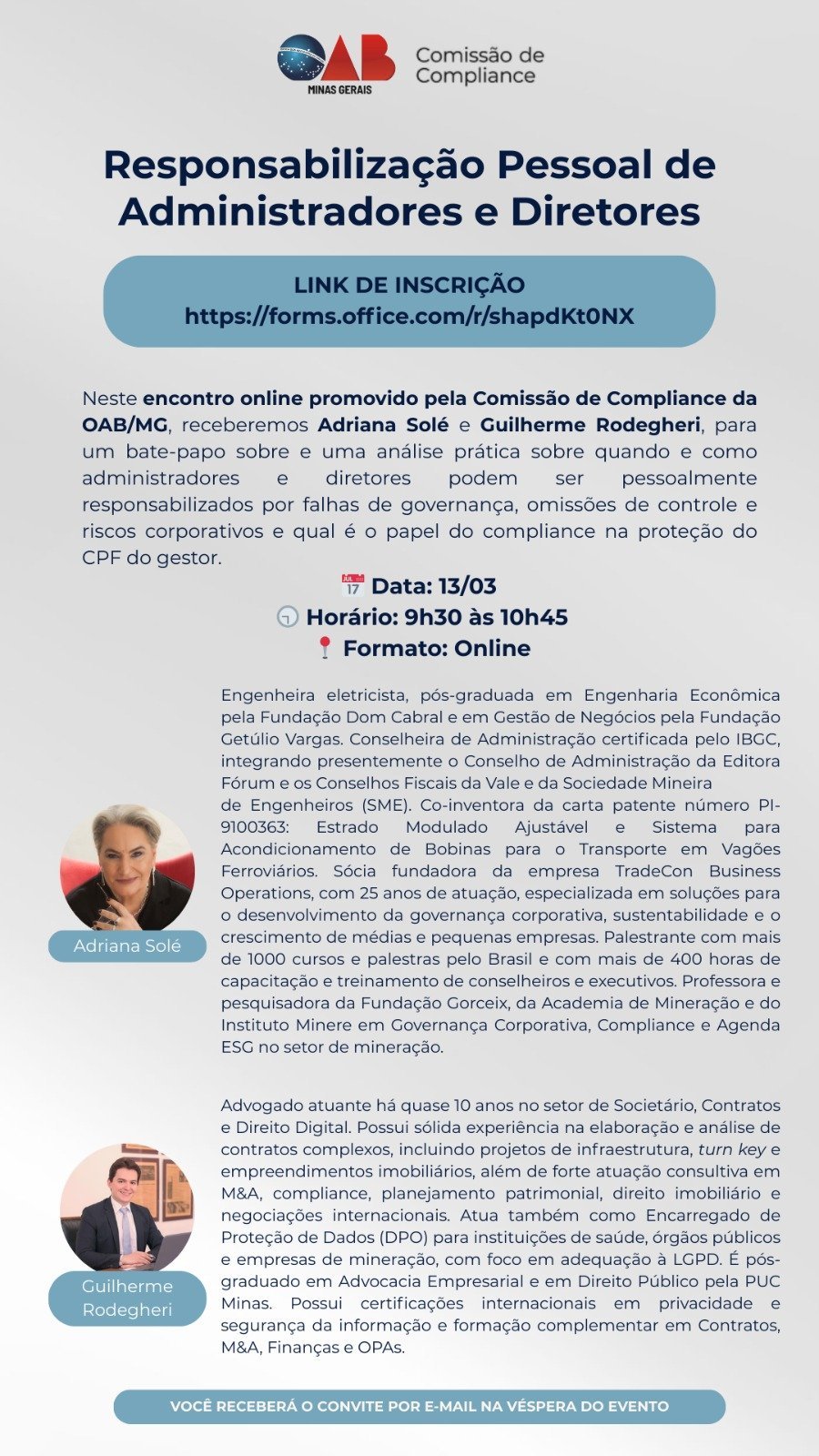 Participe do encontro sobre responsabilização pessoal de administradores e diretores