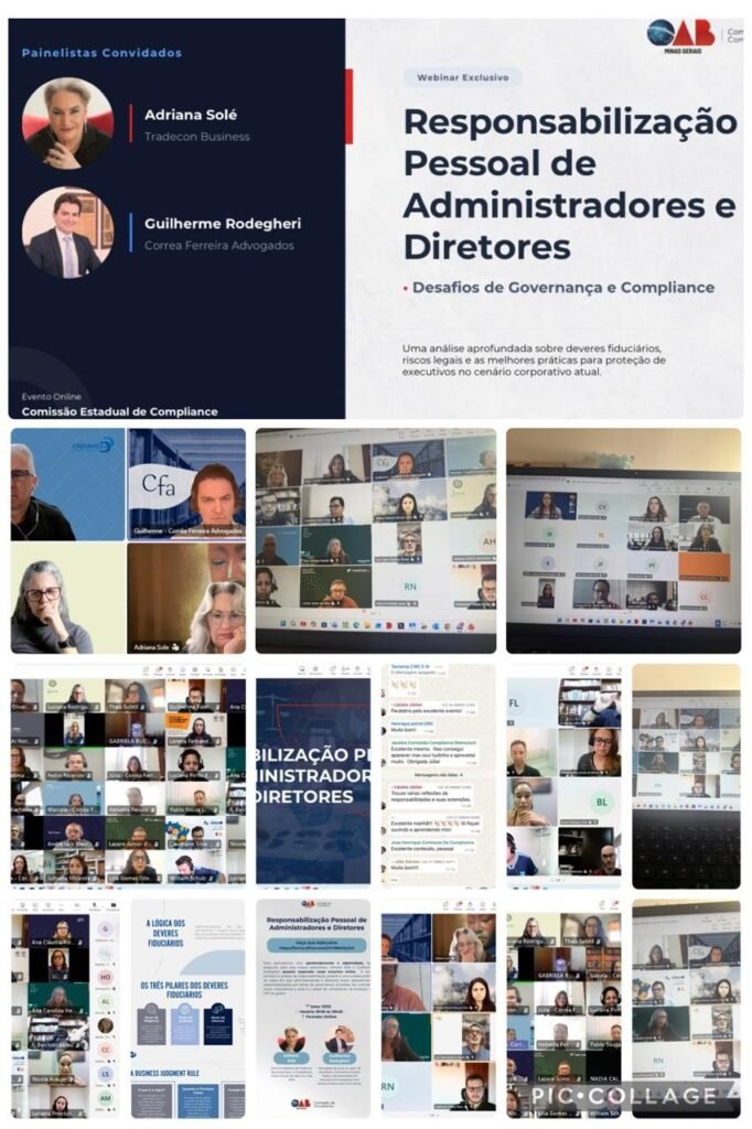 Debate sobre deveres fiduciários e responsabilização de administradores reúne Comissão de Compliance da OAB/MG